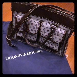 Navy blue and brown Dooney & Bourke handbag
